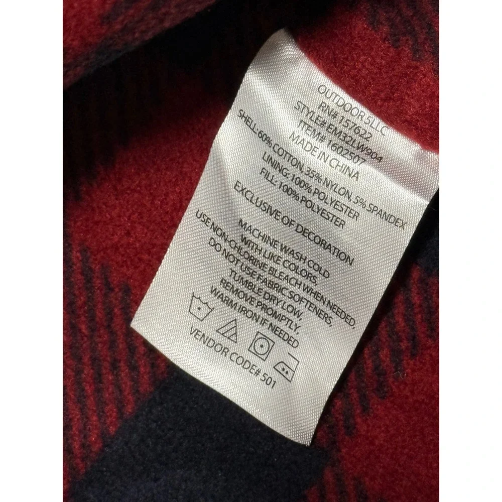 Eddie Bauer Mens Navy Blue Flannel Lined Shirt Jacket Snap Front Medium
